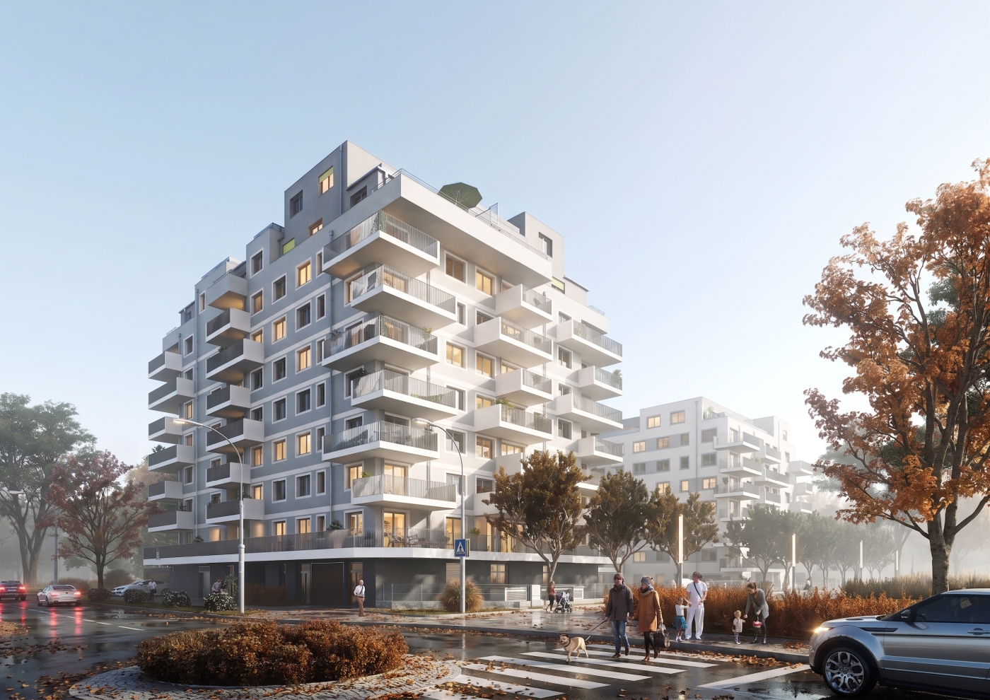 bytový dům, vizualizace s pohledu lidského oka, město, Vídeň,